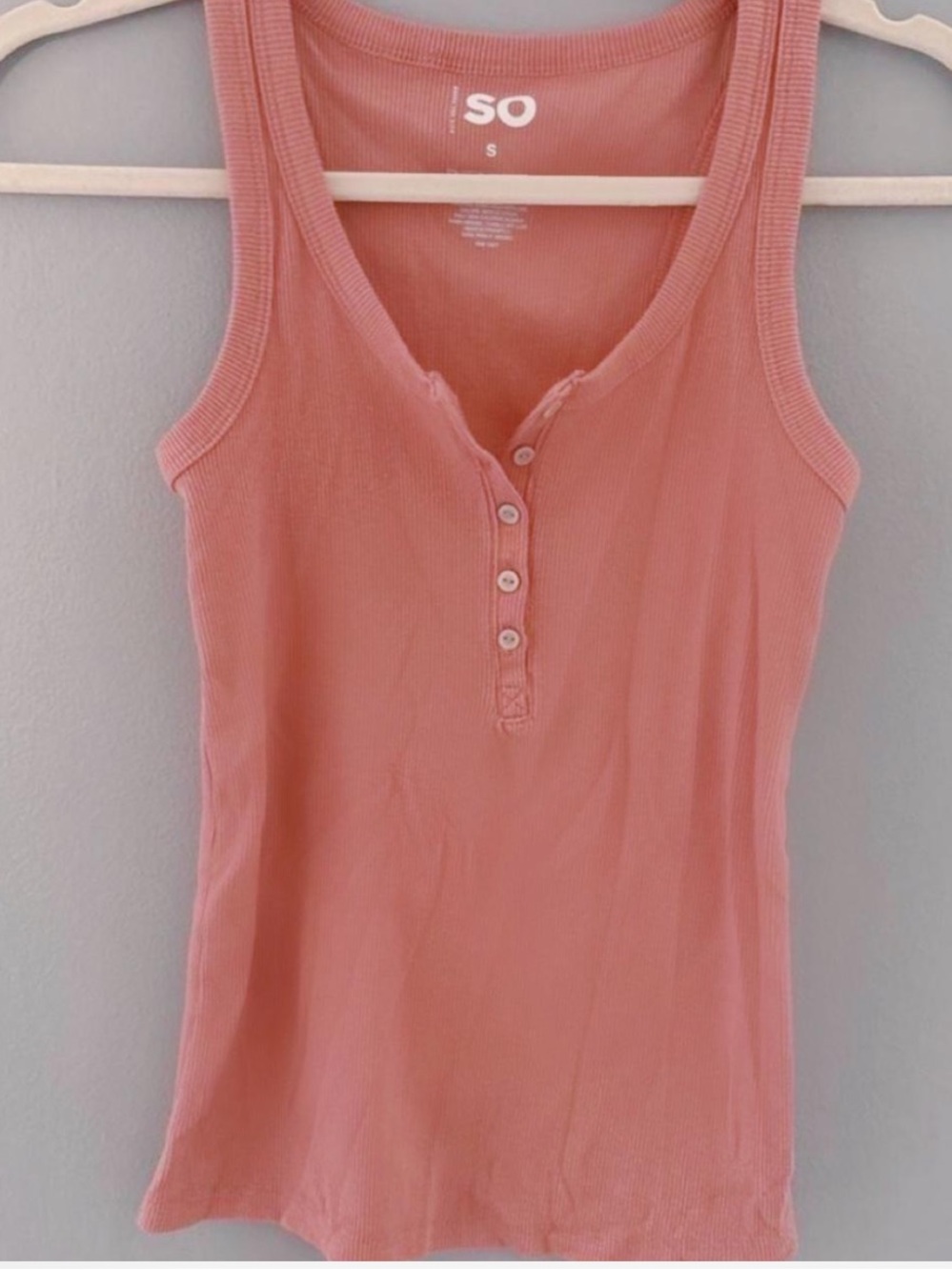 Coral Button Up Tank Top